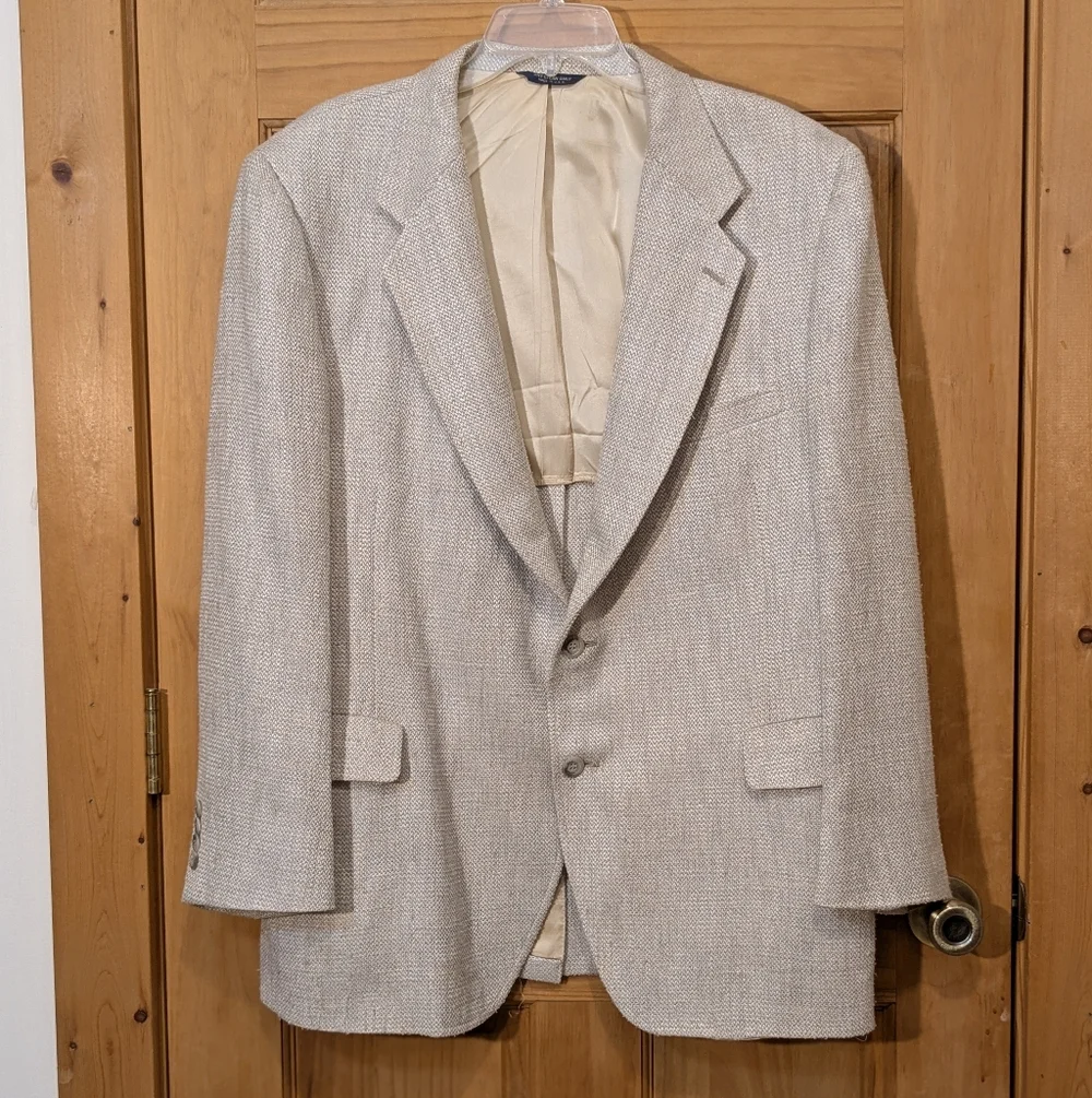 Vintage Kuppenheimer Tweed Sport Coat Wool Blazer Jacket Beige Winter Men's 46L